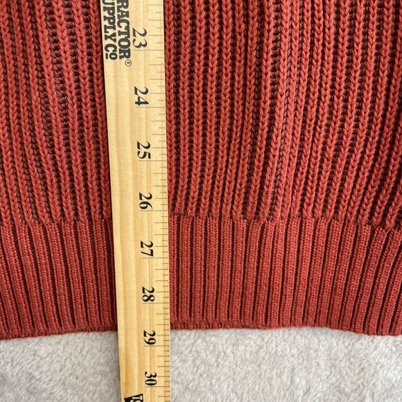 NEW Lands' End Men's M Drifter Half-Zip Sweater Ribbed Rust Red Cotton - Picture 4 of 10